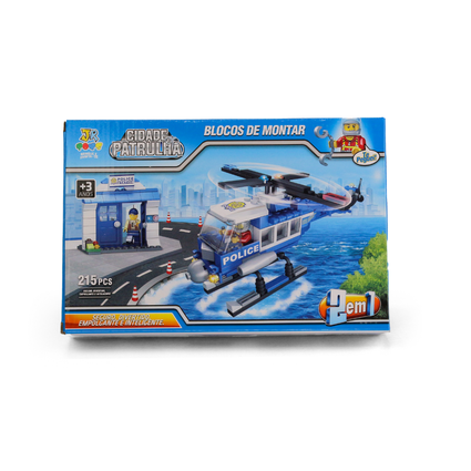 Blocos de Montar 215 Peças Polícia 2 em 1 - Jr Toys